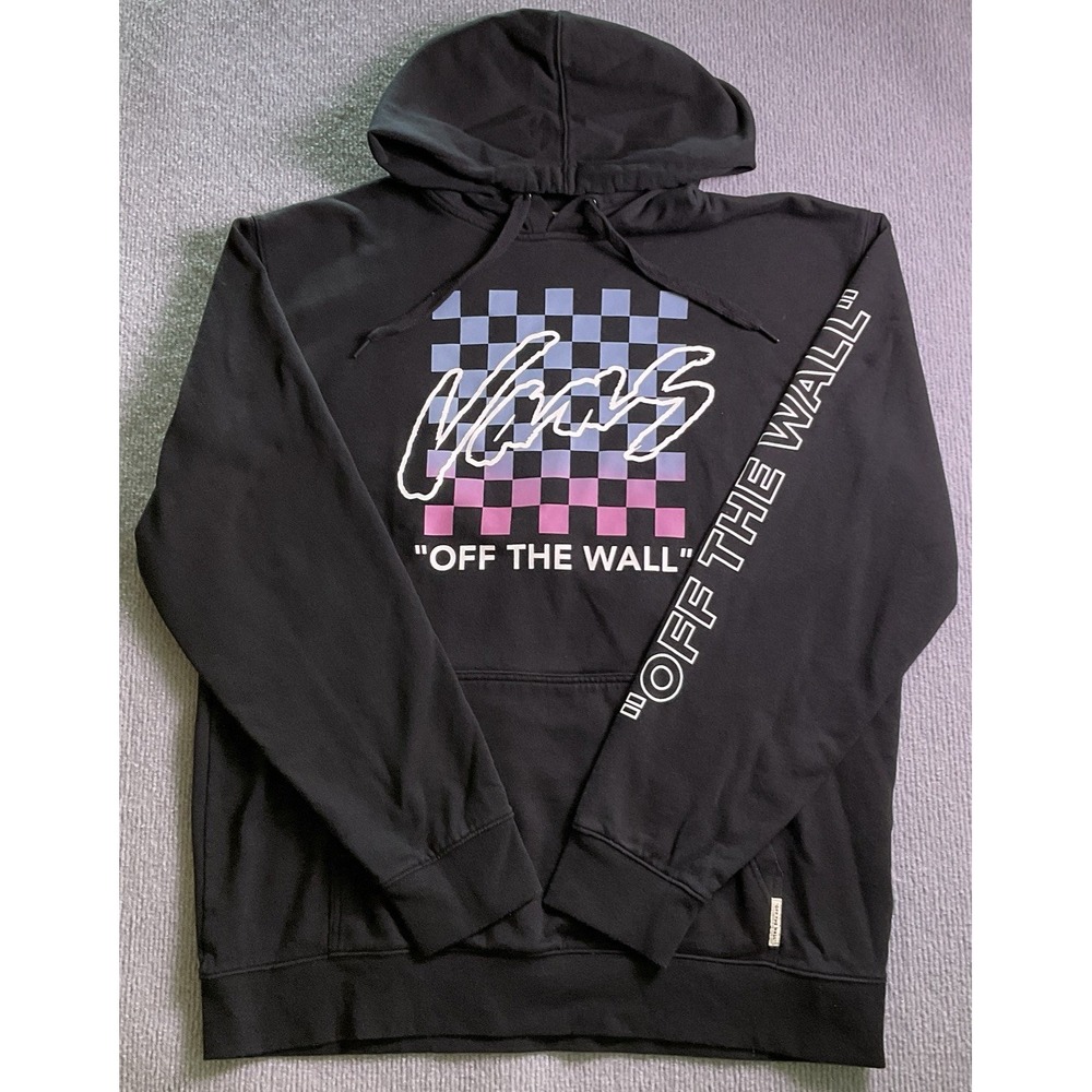 Vans Hoodie Mens XL Black Off The Wall Checkered Pullover Fleece Sweatshirt